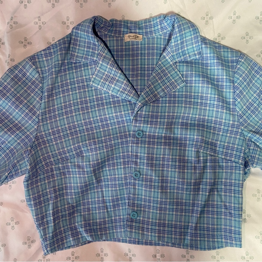 Brandy Melville Pacsun John Galt Plaid Button Down Cropped T-shirt